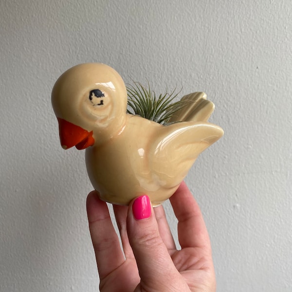 Vintage 1940s Shawnee Yellow Bird Planter Art Deco Vibes | Vintage Planter Small Houseplant Succulent or Air Plant | Art Deco Decor Planter