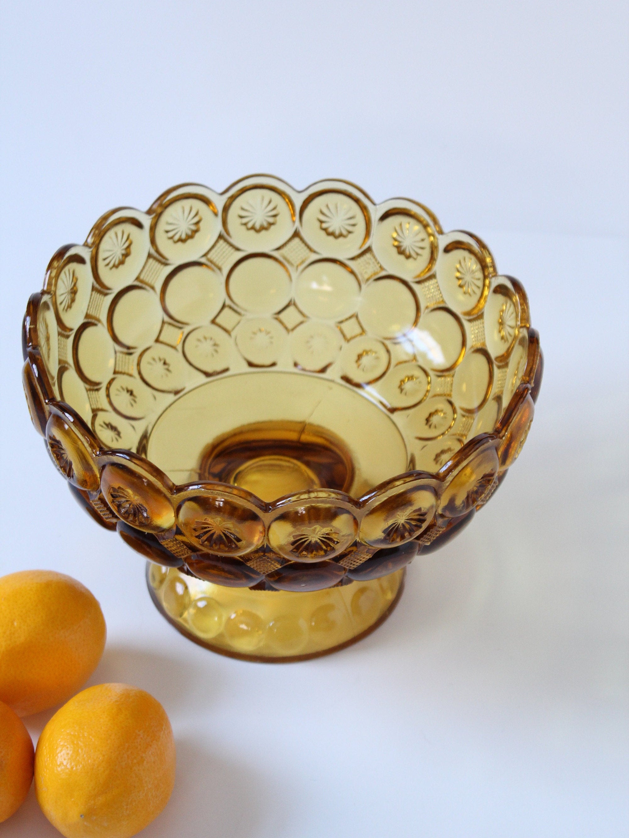 Vintage Bernstein Glas Mond und Sterne Kompott Kemple Etsy