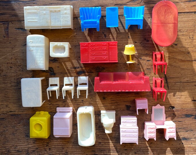 1950s MARX Dollhouse Furniture Set 23 Piece Set Plastic Miniature