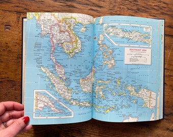 Hammond Family Reference World Atlas | Vintage 1968 Edition Book Atlas Full Color Maps, Index, World Cities, Socioeconomics More | Map Book