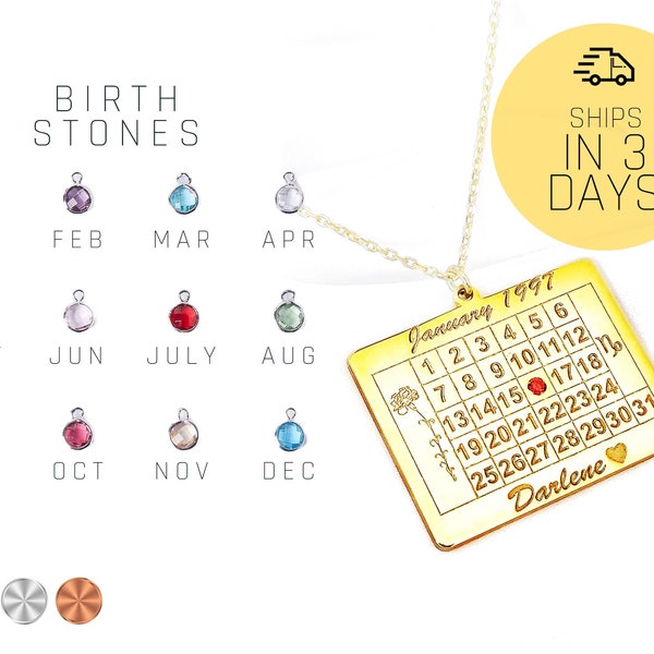 Calendar Necklace Etsy