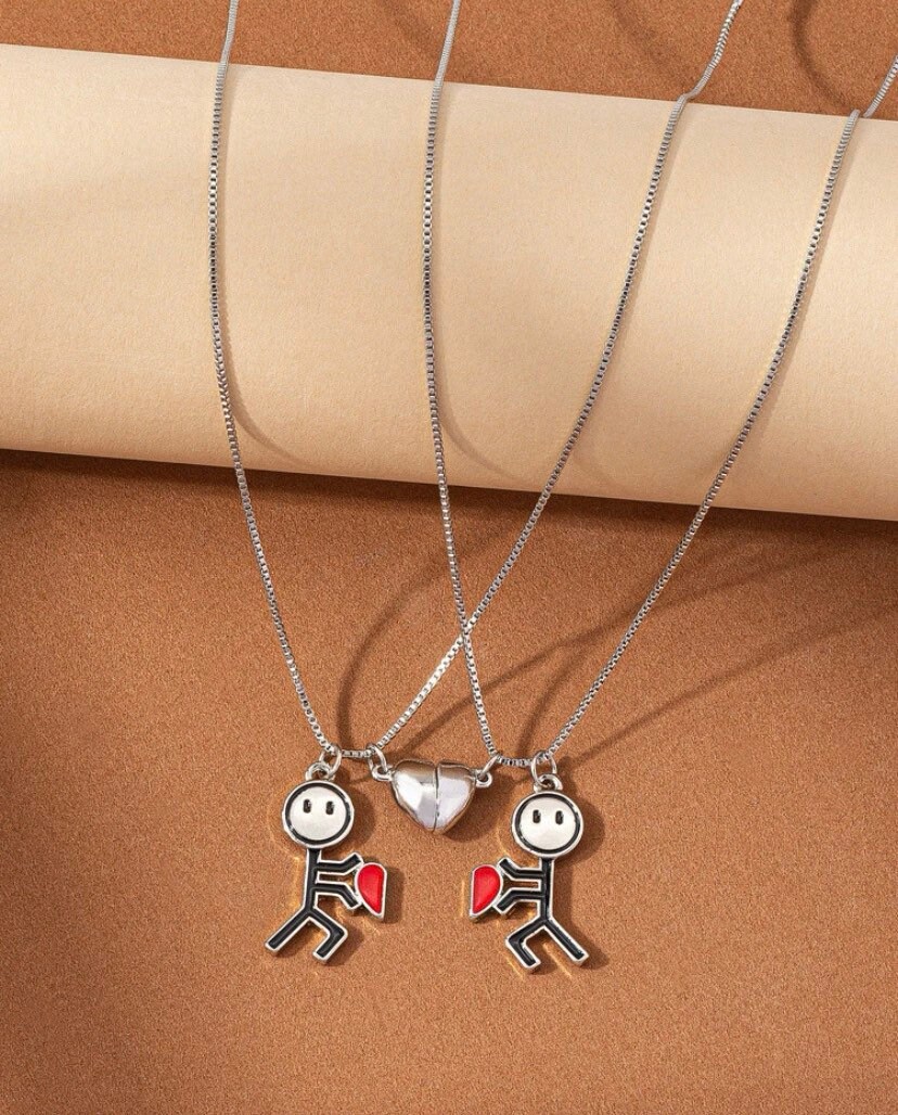 Set of 2 Necklaces Stick Men Love Necklaces Etsy UK