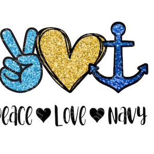 Peace Love en Navy PNG