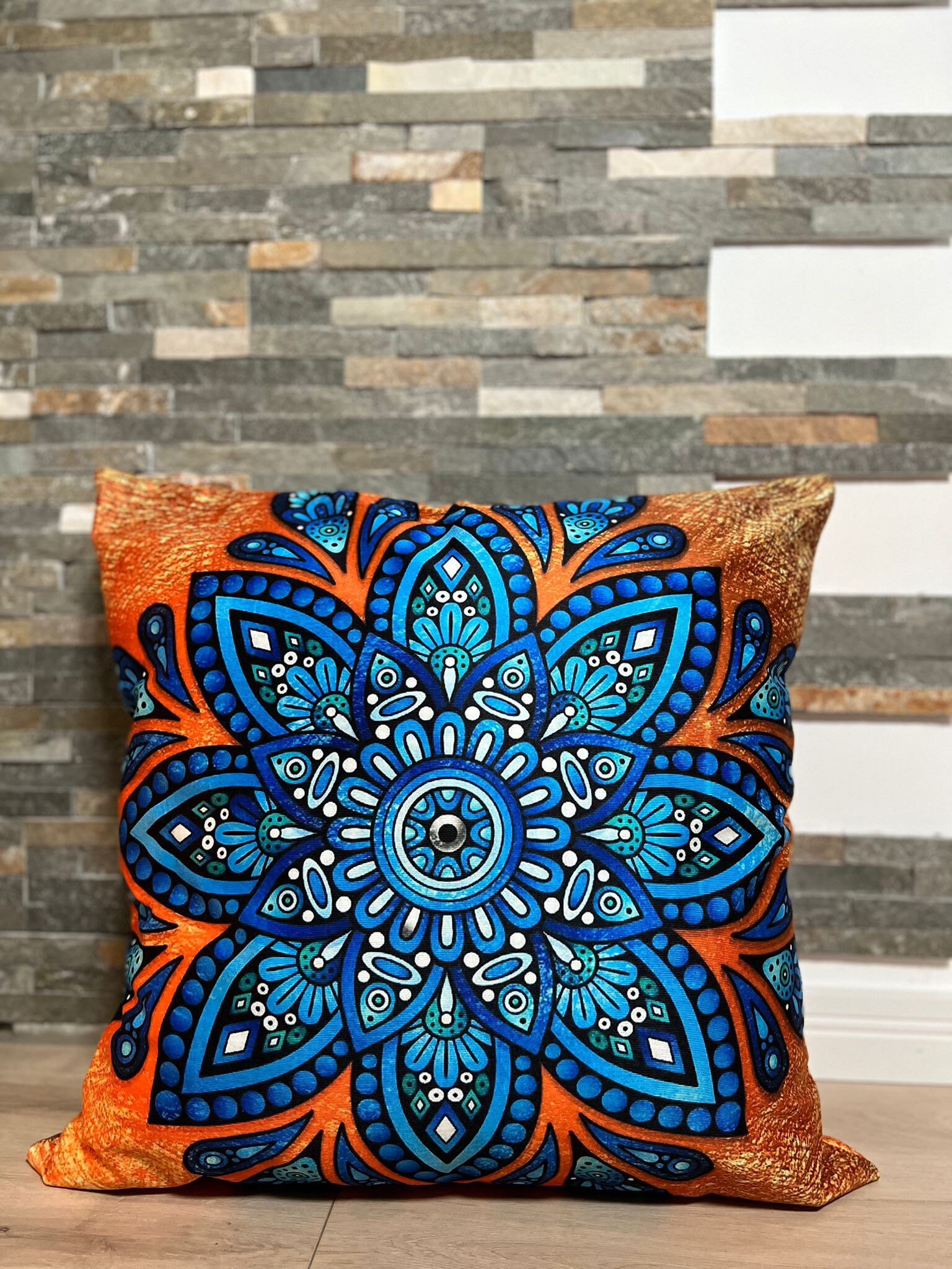 60x60 Boho Cushion Cover Arabic Design Cuddly 3D Effect Yoga Etsy