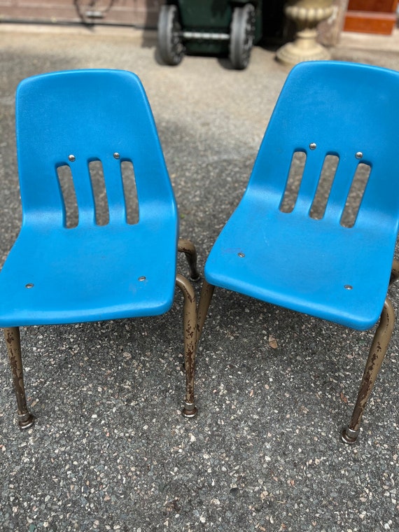 MCM Virco Blue Childs Chairpair Etsy