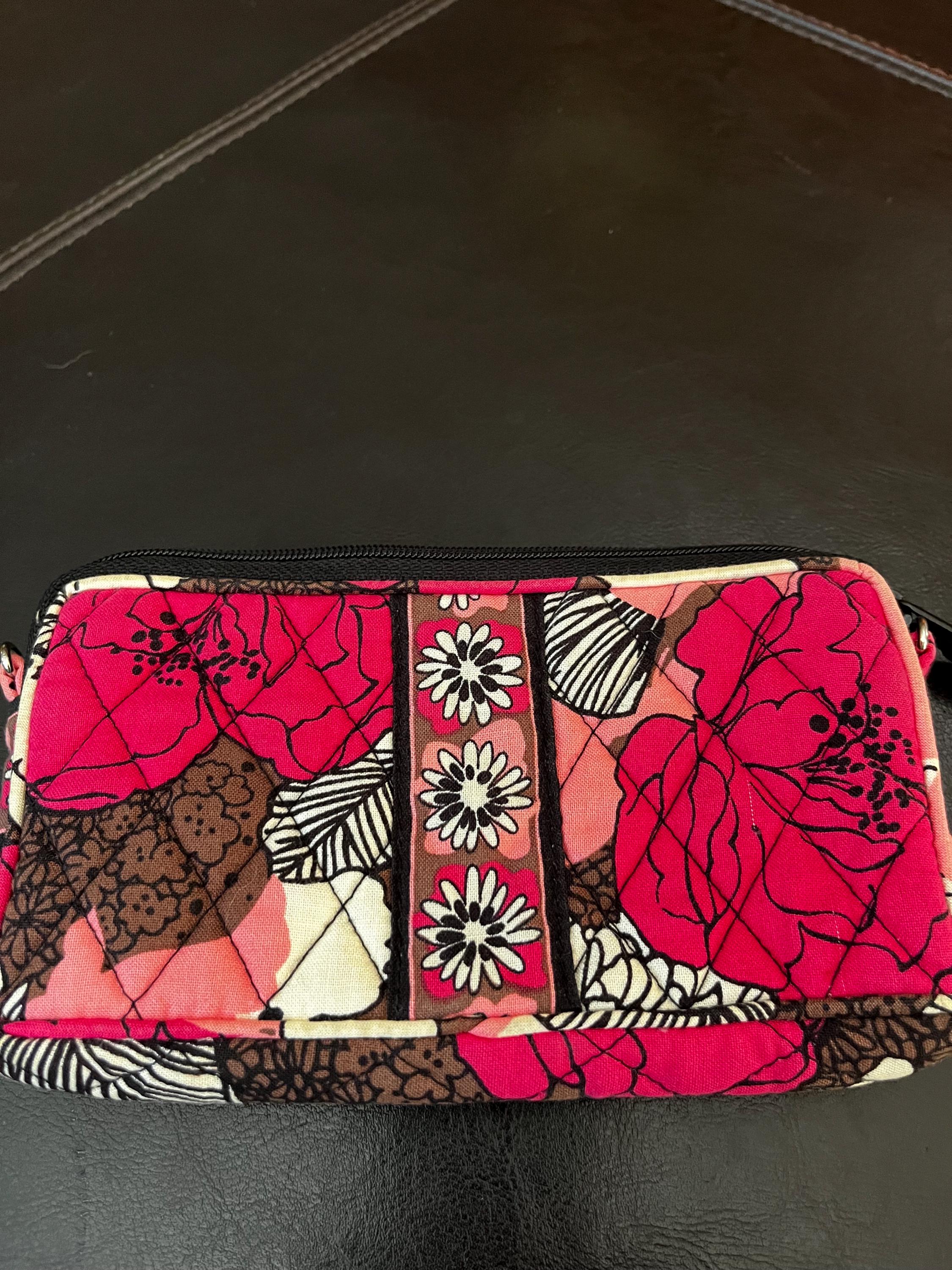 Vera Bradley-mocha Rouge-pink/brown Print Zip Wallet-retired