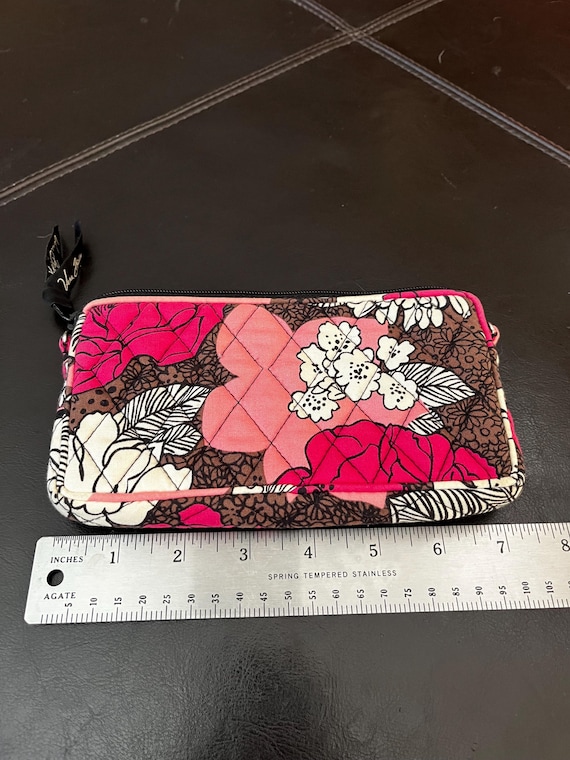 Vera Bradley-mocha Rouge-pink/brown Print Zip Wallet-retired