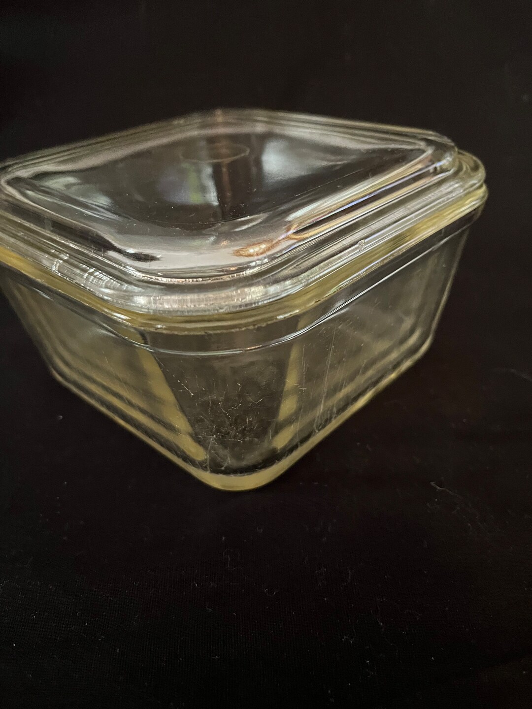 Vintage Pyrex Fridge 663-H-G Refrigerator Clear Glass Dish W