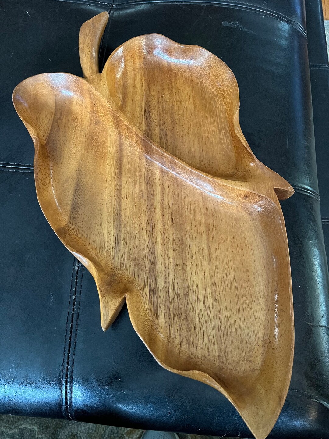 Hawaiian Woodcraft Large Vintage Divided Wood Bowl Monkey Pod Etsy