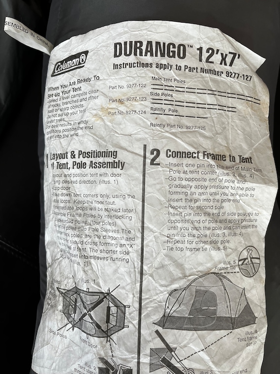 Coleman Durango 12'X7' Tent-part Number #9277–127-kept in 2 Nylon