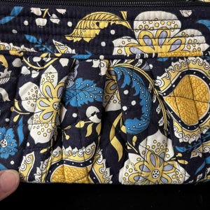 Vera Bradley-Ellie-Blue/Yellow/White Pleated Mini Purse-Shoulder/Crossbody