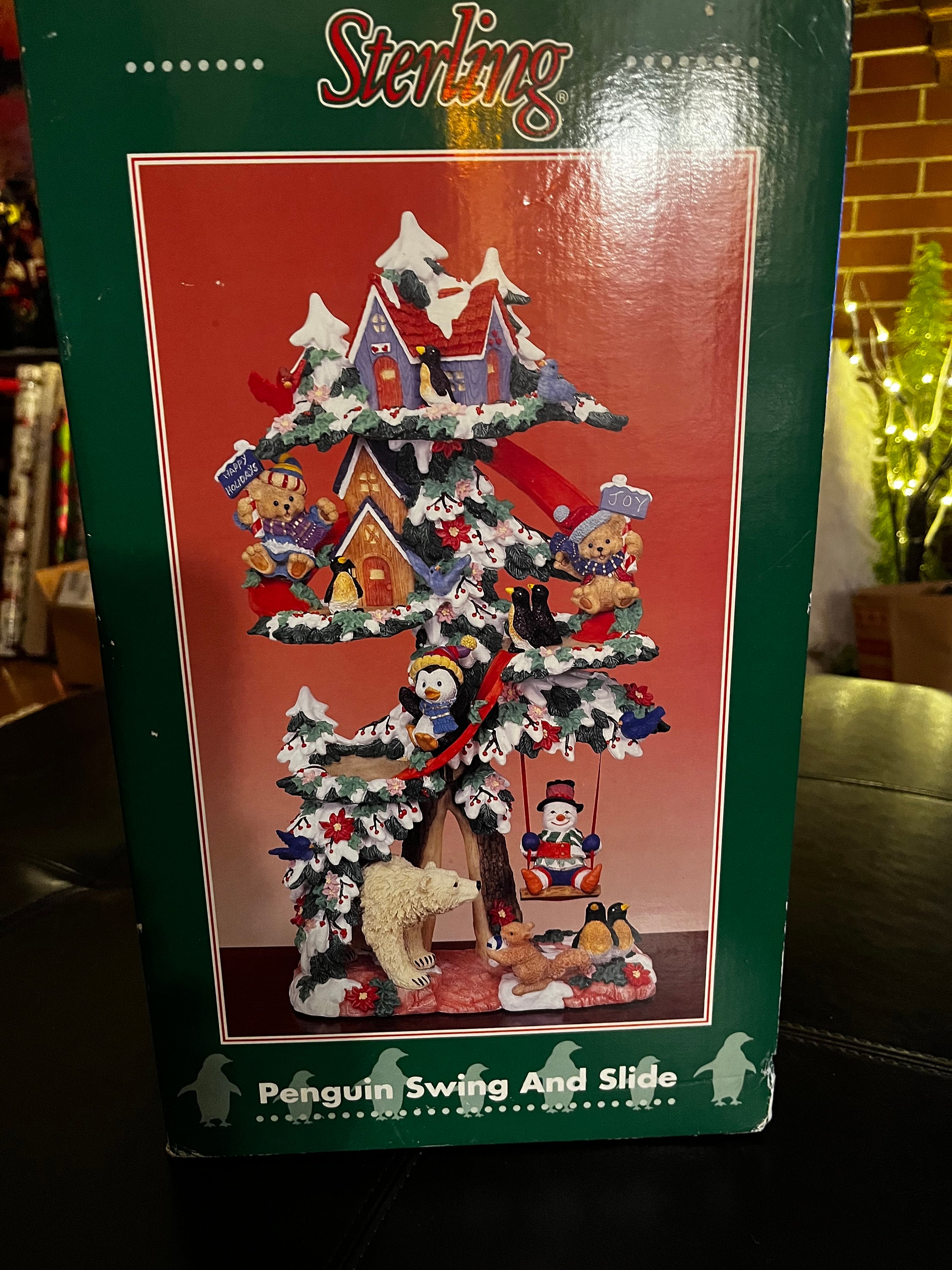 Sterling Christmas Keepsakes Penguin Swing and Slide Holiday 