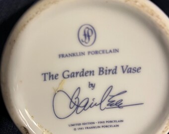 Franklin Porcelain “the Garden Bird Vase” by Basil Ede-limited
