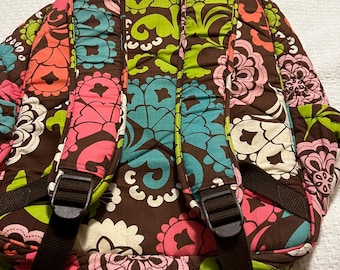 Vera Bradley Lola Brown back pack Vera Bradley-lola-large Vibrant Design Campus Backpack - Etsy main image 3