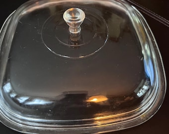 Tapa cuadrada de vidrio vintage Pyrex-Corning de 10 1/4" para cacerola P-12-C