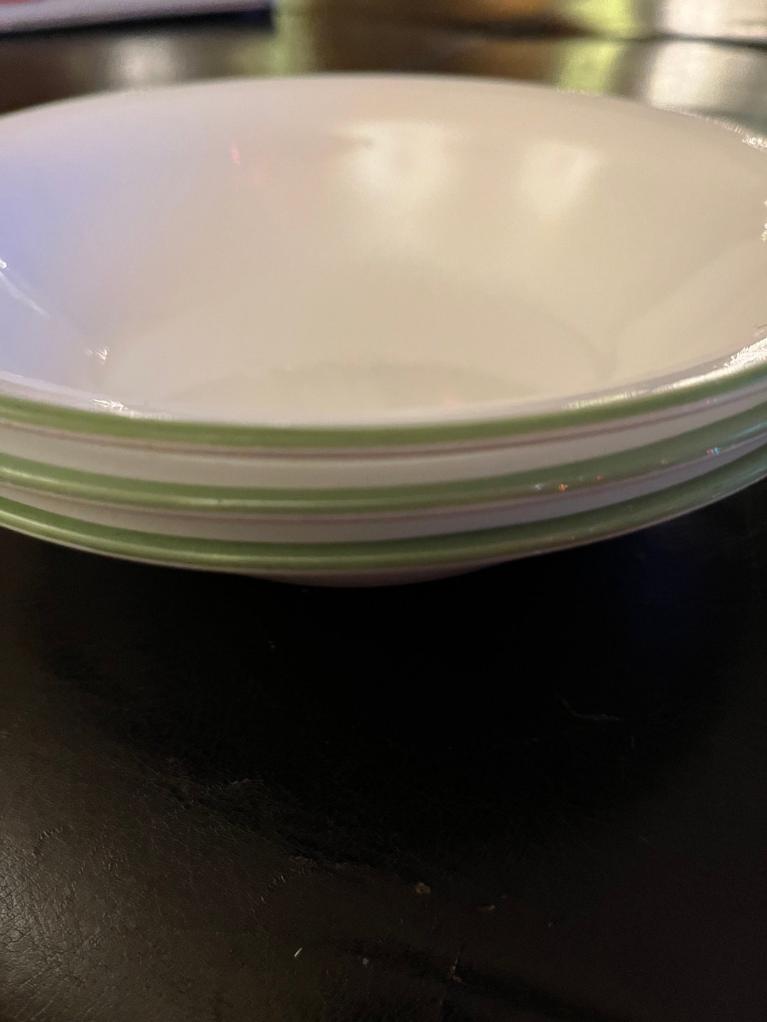 Corelle SOUP/CEREAL Bowl W/green Rim Etsy