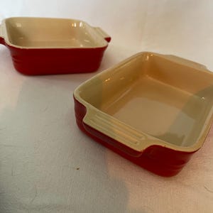 LE CREUSET Small Rectangular Baking/Casserole Dishes-2-Ceramic-Stoneware RED