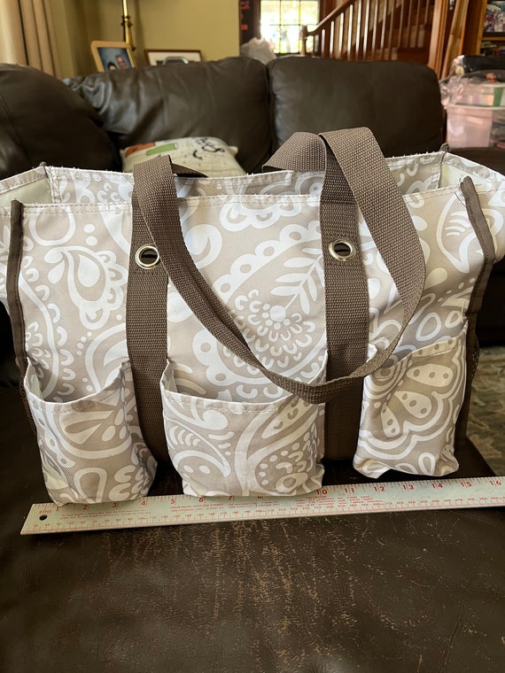 Thirty One 31 Tall Organizing Utility Tote in Candy Corners Zip Top Tote