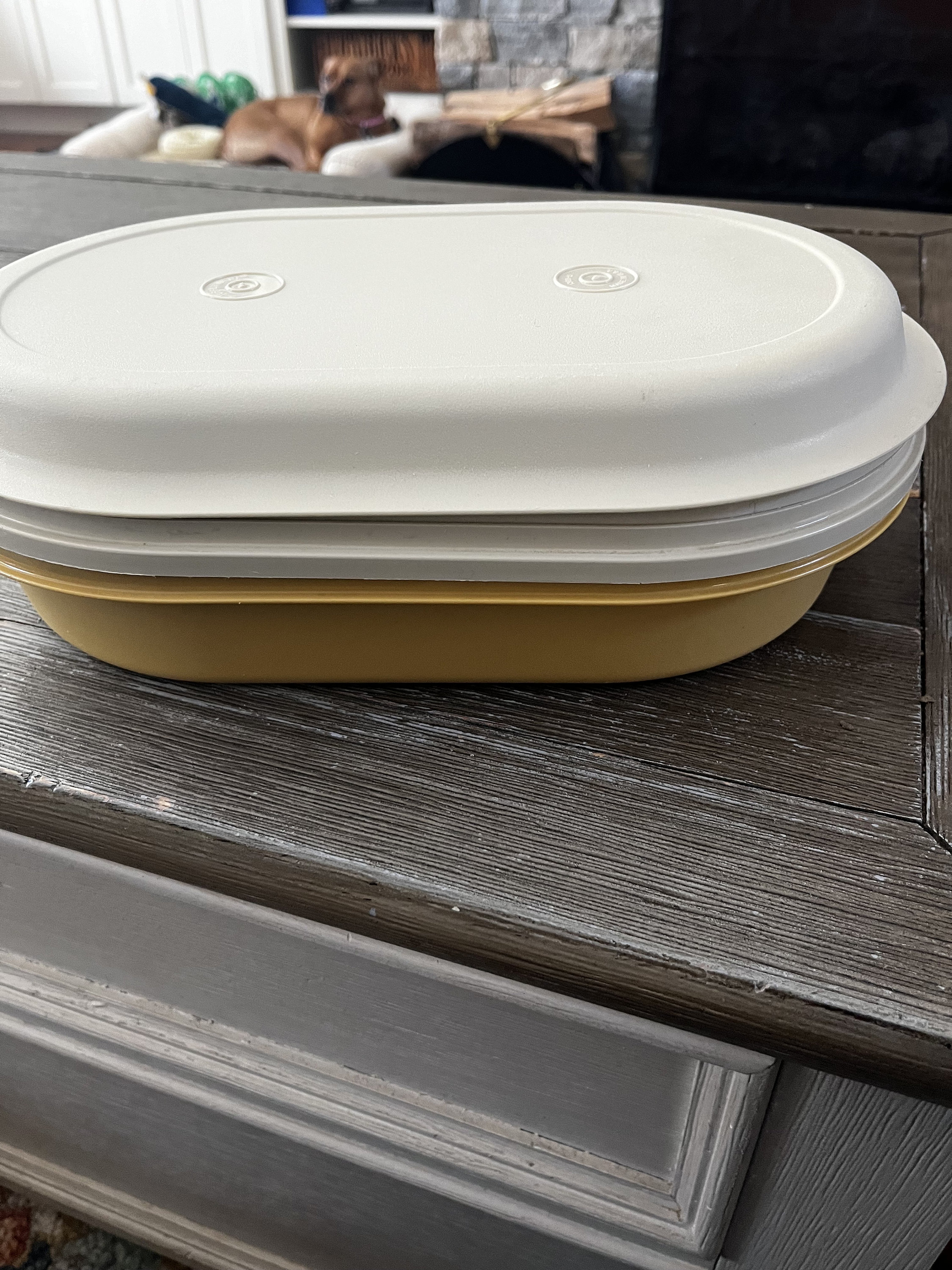 Tupperware Vintage-3 Pc Oval Server-harvest Gold Almond 1327-5