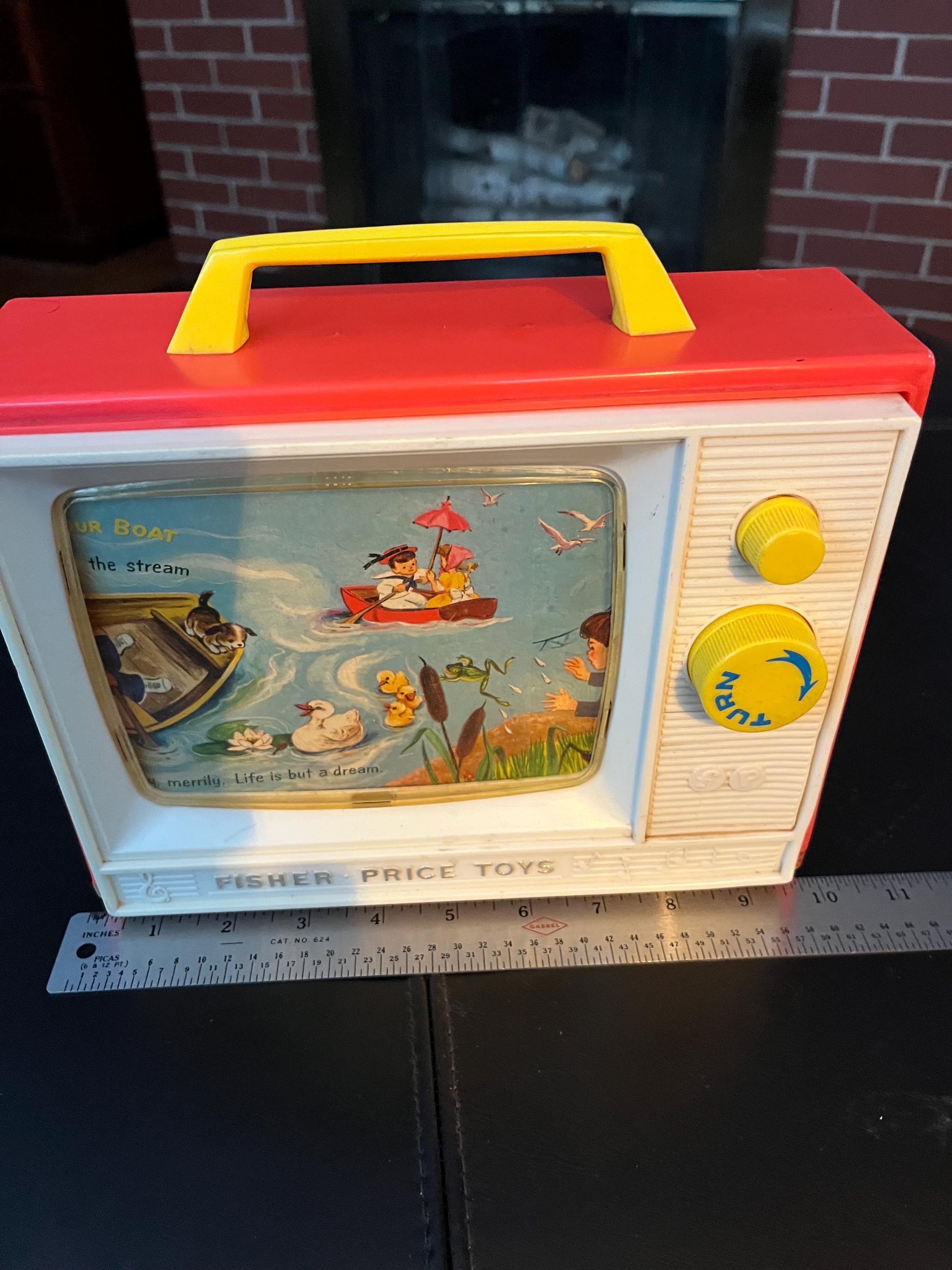 1966-fisher Price-giant Screen/music Box/tv/toy-london Bridge/row