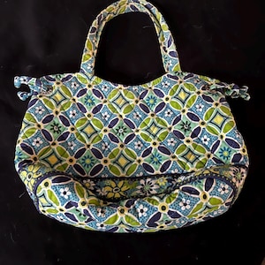 Vera Bradley-Daisy-Small Handbag/Tote Bag Purse Blue/Green Diamonds