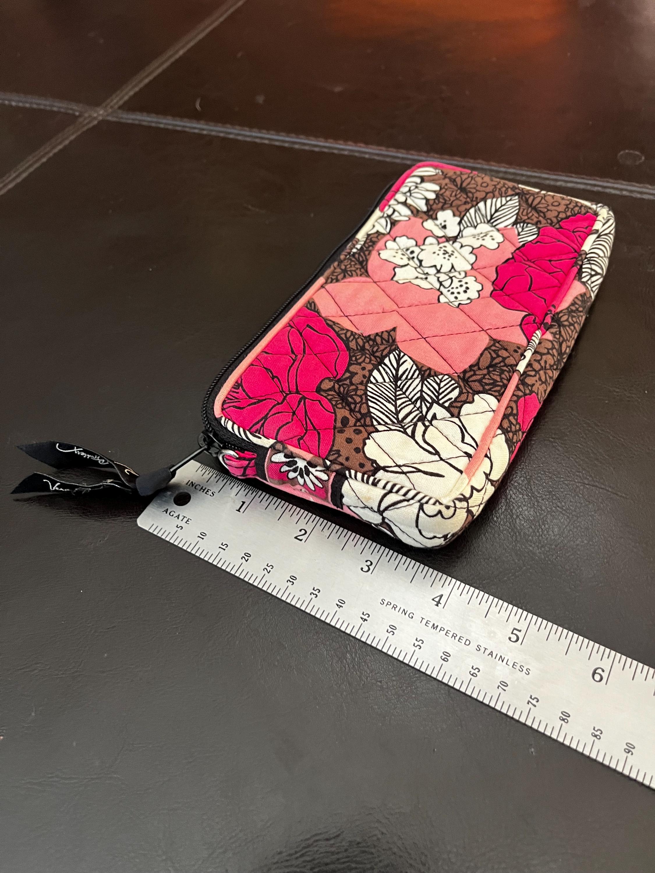 Vera Bradley-mocha Rouge-pink/brown Print Zip Wallet-retired