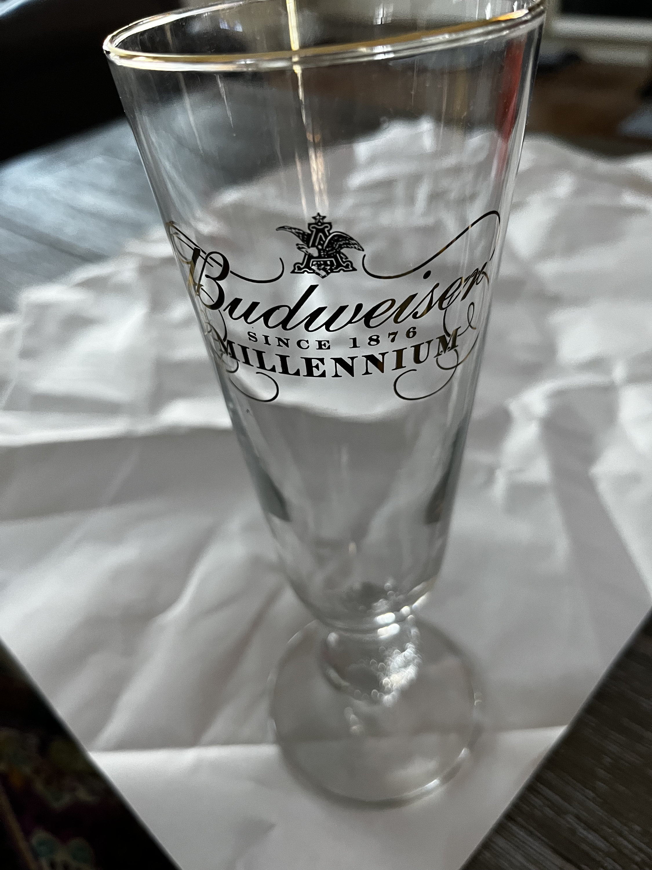 Budweiser Beer-millennium-since 1876-footed Ball-gold Rim-pilsner