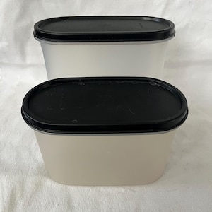 Tupperware Modular Mates - Conjunto de 2 recipientes retangulares brancos/pretos