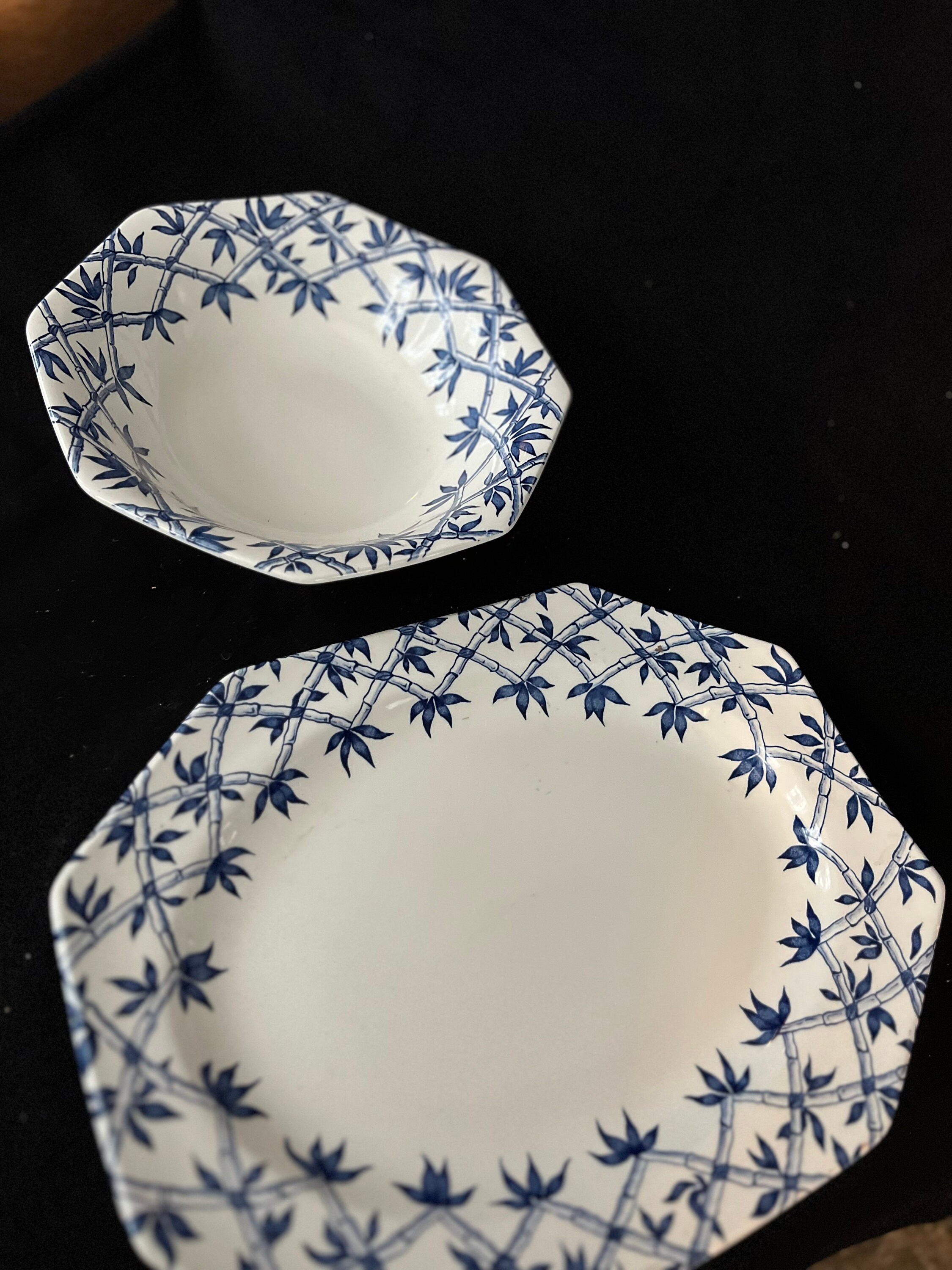 J & G Meakin Royal Staffordshire Trellis-blue/white Bamboo-octagon