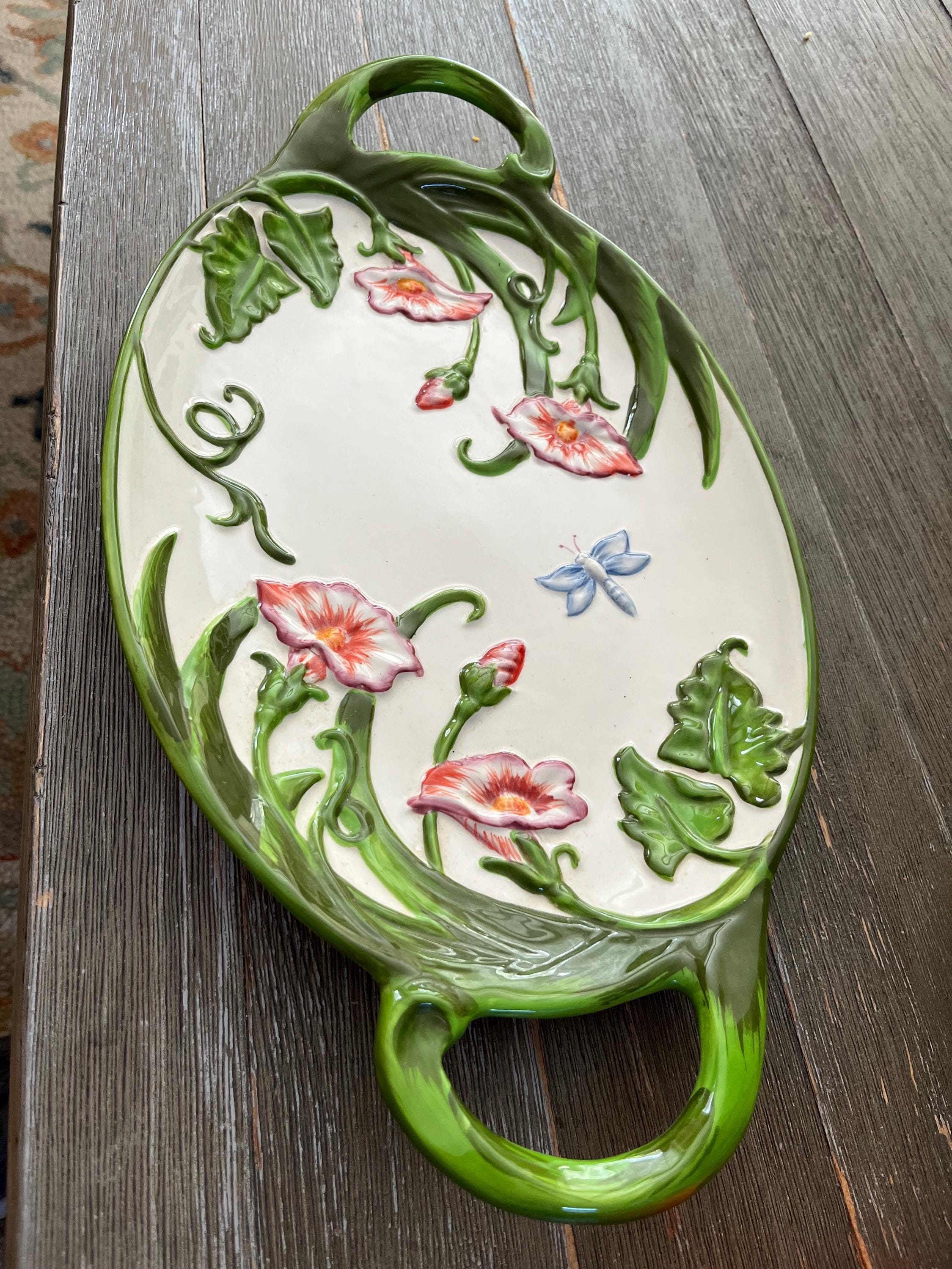 Temptations by Tara-dragonfly Platter-18x10-double Handles