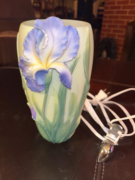 Ibis & Orchid Design, Inc. Beautiful Iris W/ Greenery Lamp - Etsy
