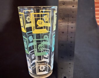 Retro Yellow/Aqua/White Large Tumbler/Glass