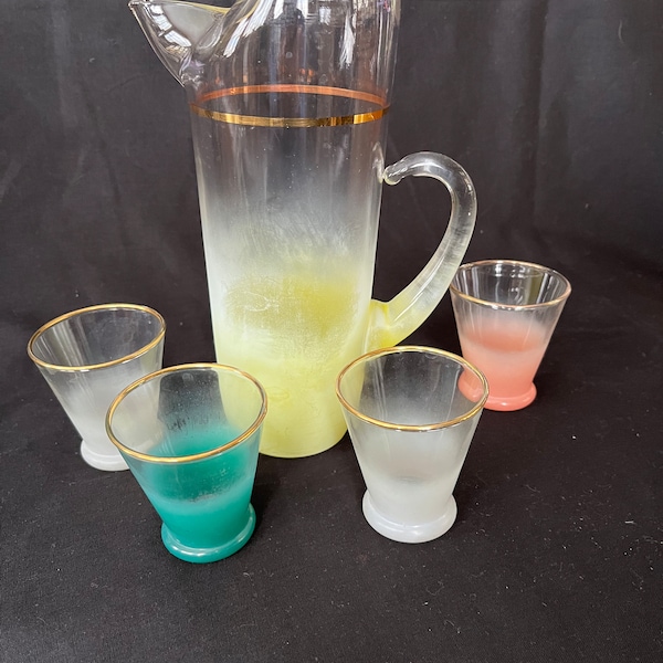 Blendo Gele Martini Pitcher en 4 Glazen-Oranje/Groen/Wit-2