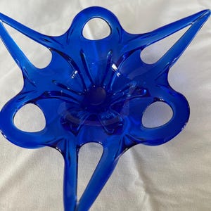 Egermann(?)-Vintage-Tschechische Republik-Kobalt Blaue 6-seitige Kunst Glas Schüssel