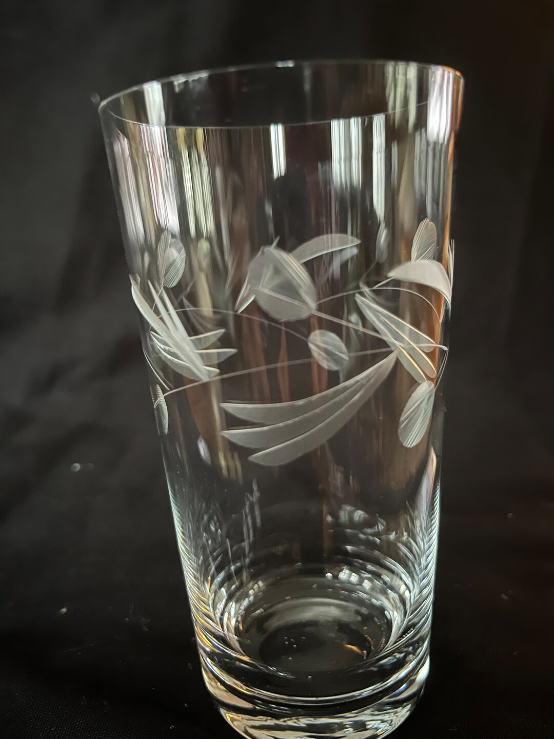 Etched Highball Glasses, Set of 5 Vintage Very Light Fragile Beautiful