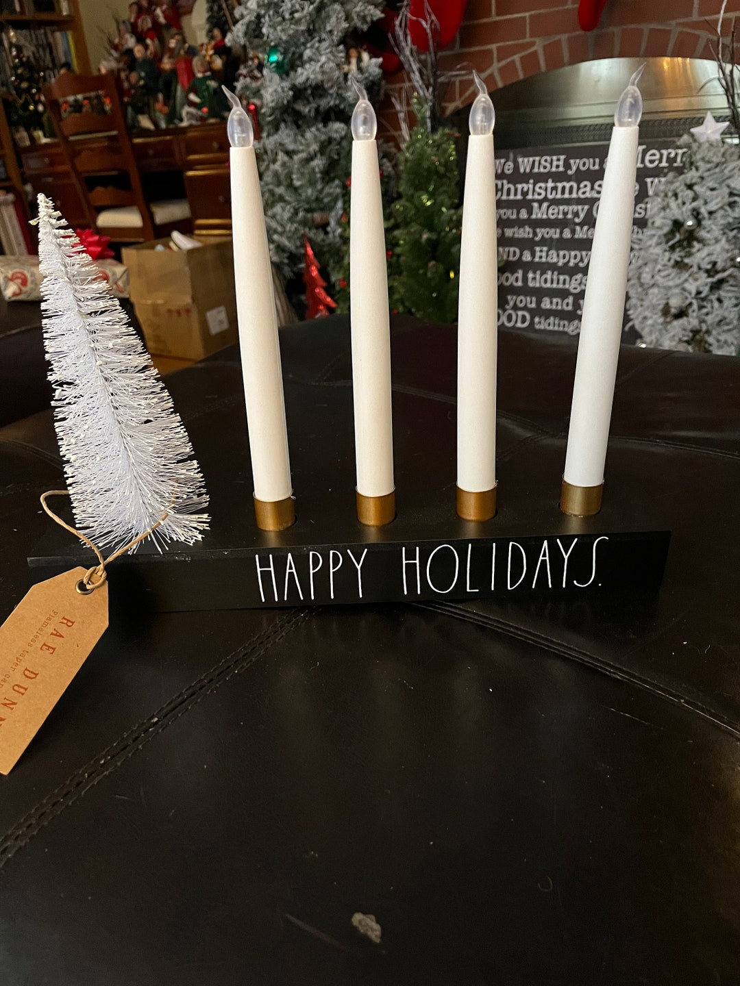 Rae Dunn Happy Holidays Flameless Flicker Taper Candles Set Etsy