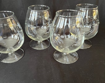 Copas de vino/brandy/coñac grabadas con cristal de 6 in, líneas escalonadas de 41/2 in de ancho