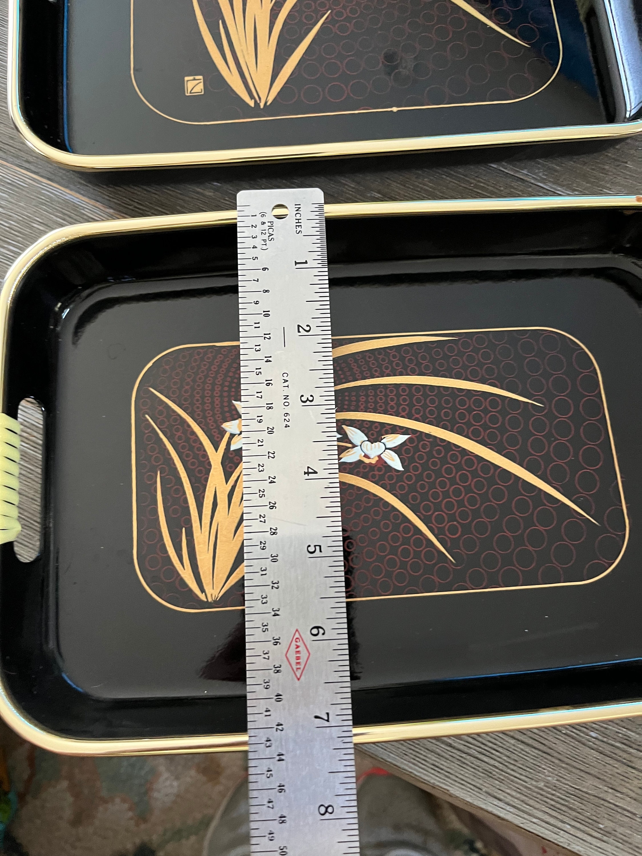 アンティーク雑貨 prius028 Japanese Black Lacquer Ware Vintage Nesting Trays Set of 2