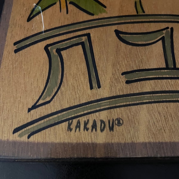 Kakadu Vintage Wooden Cutting Board-Hand Painted-Art Deco-MCM