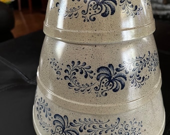 Pyrex-Vintage Homestead Blue Cinderella-3 Nest/Mixing Bowls Set  402  403  404