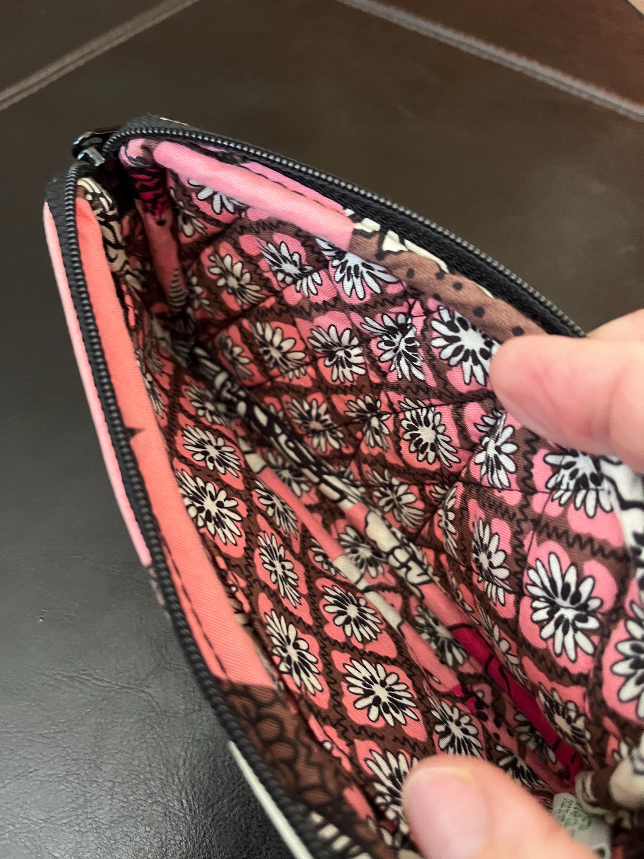 Vera Bradley-mocha Rouge-pink/brown Print Zip Wallet-retired