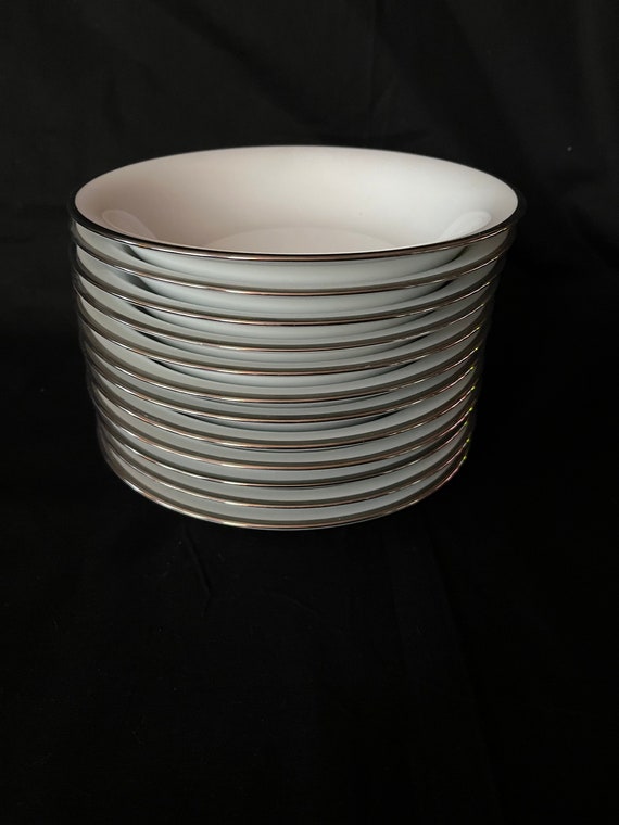 NORITAKE #5594 Vintage Silverdale-japan White W/silver Trim Set of