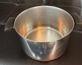 Revere Ware-Pre '68-6 Qt. Stock Pot-Copper Clad Steel-Double Ring-Vintage