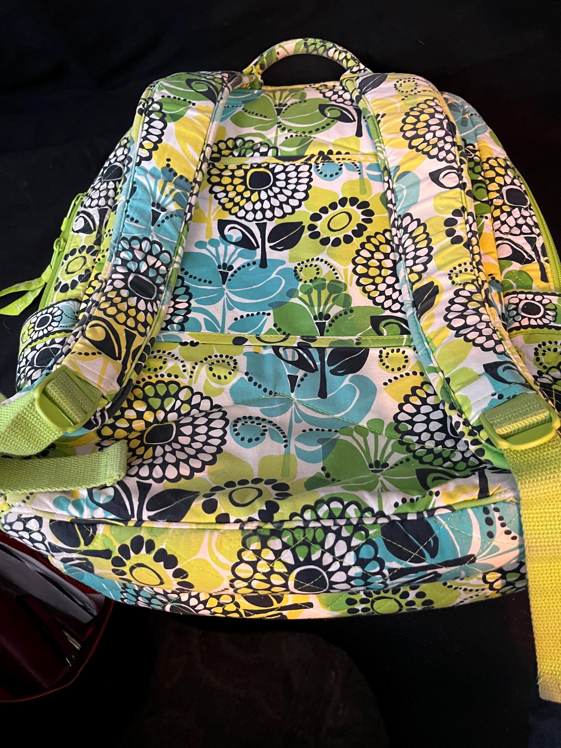 Vera Bradley Sitting in a tree green and Yellow Floral cotton large backpack Vera Bradley-limes up Floral-backpack/campus/tech Washable  main image 3