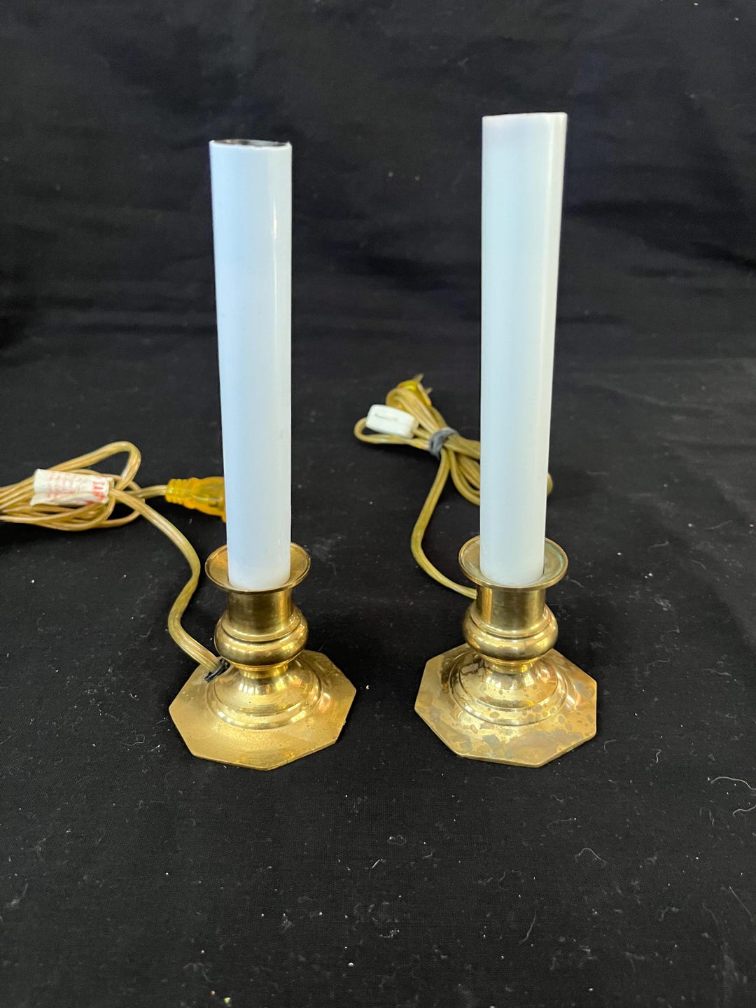 Brass Base-pair of 2 Electric-window Candolier Candles-for Holidays ...