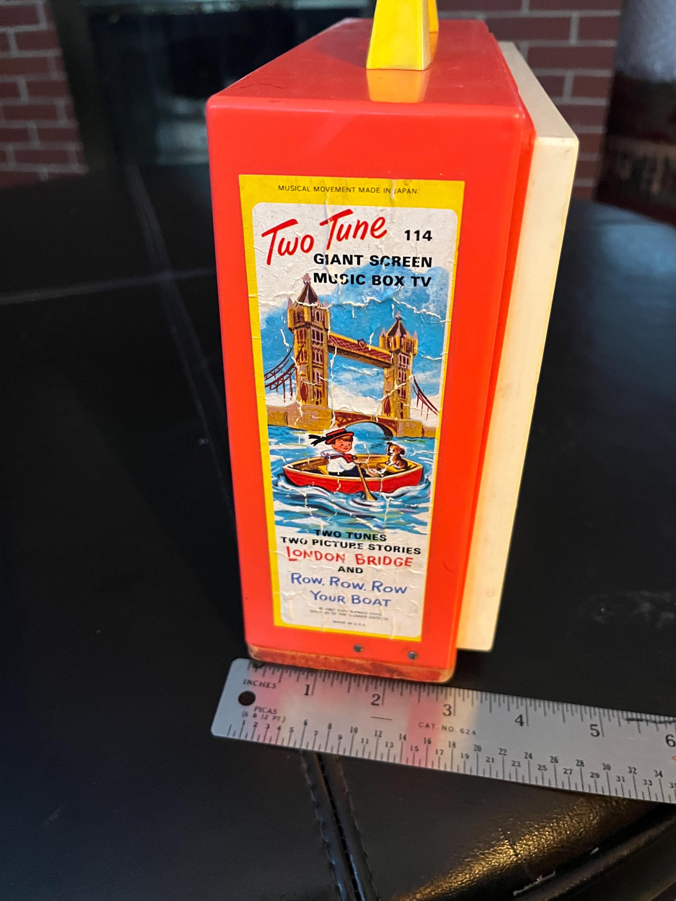 1966-fisher Price-giant Screen/music Box/tv/toy-london Bridge/row