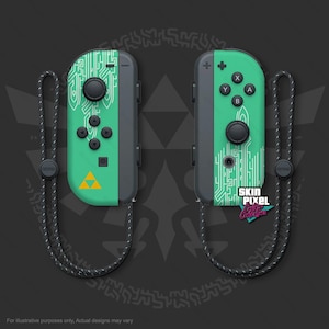 May include: A pair of green and white Nintendo Switch Joy-Con controllers with a custom skin featuring a circuit board design and the text "SKIN PIXEL Custom Controllers".