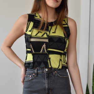 Sweater tank, patchwork tank, cropped tank, handmade tank, Two toned shirt, y2k fashion, mismatch shirt, Reworked tank top