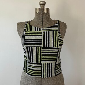 Geometric tank, patchwork tank, funky tank, cropped tank, handmade tank, Two toned shirt, y2k fashion, mismatch shirt, Reworked tank top