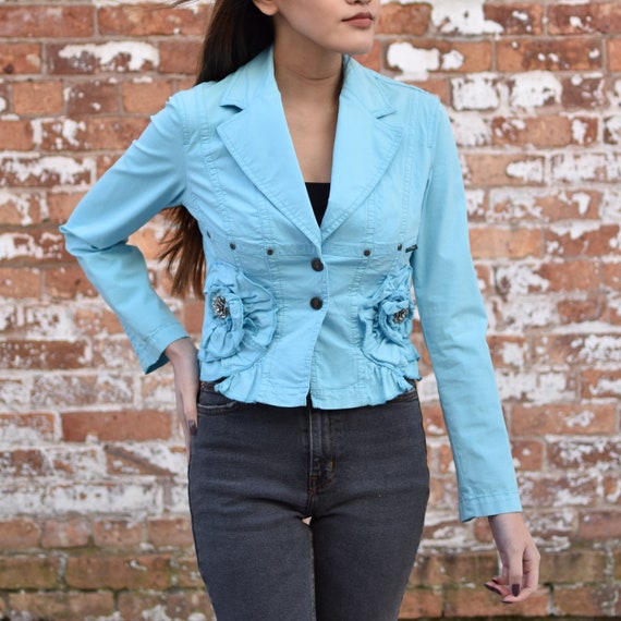 turquoise jacket, y2k jacket, Vintage jacket, blu… - image 1